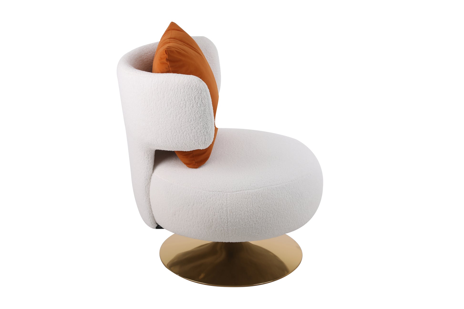 Swivel Accent Chair Armchair, Round Barrel Chair In Fabric For Living Room Bedroom White Primary Living Space American Design Foam Faux Fur