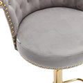 Coolmore Swivel Bar Stools Set Of 2 Adjustable Counter Height Chairs With Footrest For Kitchen, Dining Room 2Pc Set Gray Velvet