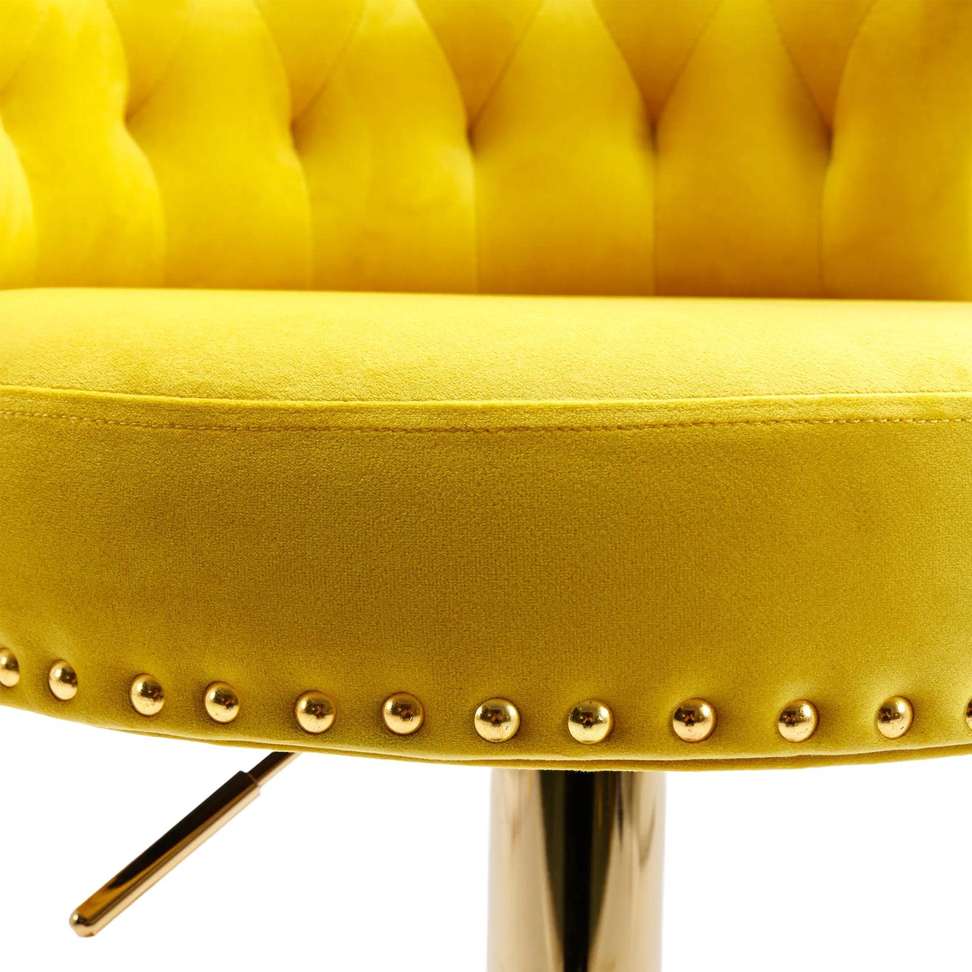 Coolmore Swivel Bar Stools Set Of 2 Adjustable Counter Height Chairs With Footrest For Kitchen, Dining Room 2Pc Set Yellow Velvet