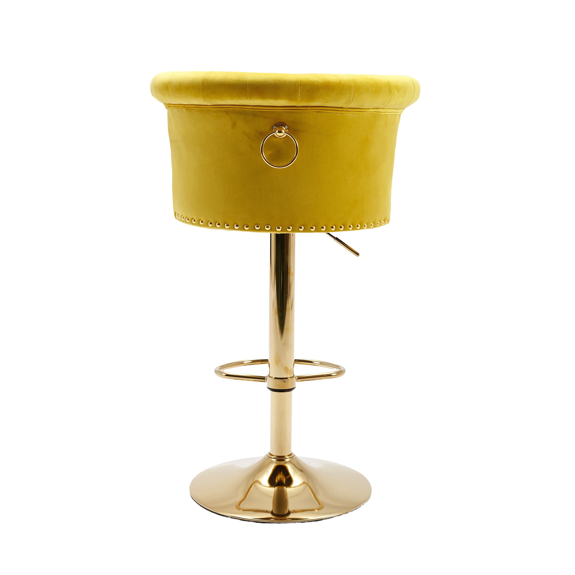 Coolmore Swivel Bar Stools Set Of 2 Adjustable Counter Height Chairs With Footrest For Kitchen, Dining Room 2Pc Set Yellow Velvet