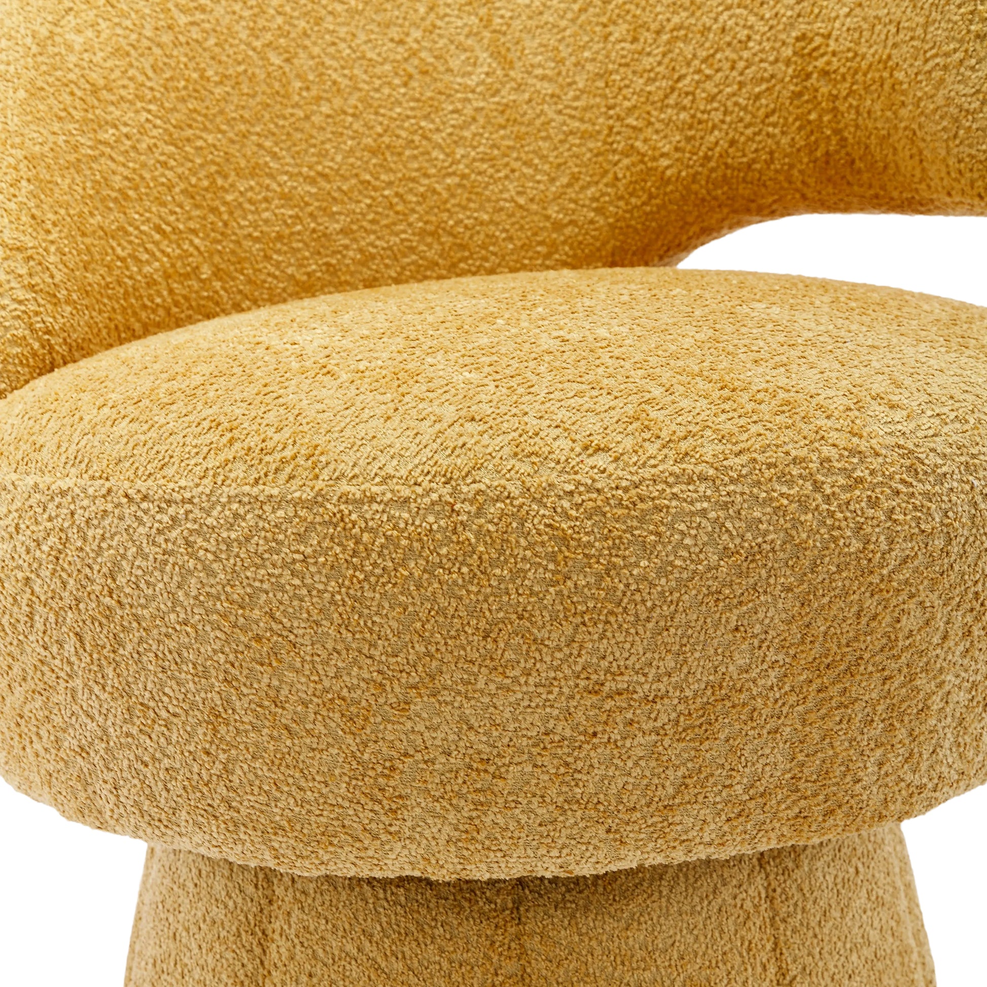 360 Degree Swivel Cuddle Barrel Accent Chairs, Round Armchairs With Wide Upholstered, Fluffy Fabric Chair For Living Room, Bedroom, Office, Waiting Rooms Yellow Foam Boucle