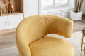 360 Degree Swivel Cuddle Barrel Accent Chairs, Round Armchairs With Wide Upholstered, Fluffy Fabric Chair For Living Room, Bedroom, Office, Waiting Rooms Yellow Foam Boucle