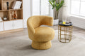 360 Degree Swivel Cuddle Barrel Accent Chairs, Round Armchairs With Wide Upholstered, Fluffy Fabric Chair For Living Room, Bedroom, Office, Waiting Rooms Yellow Foam Boucle