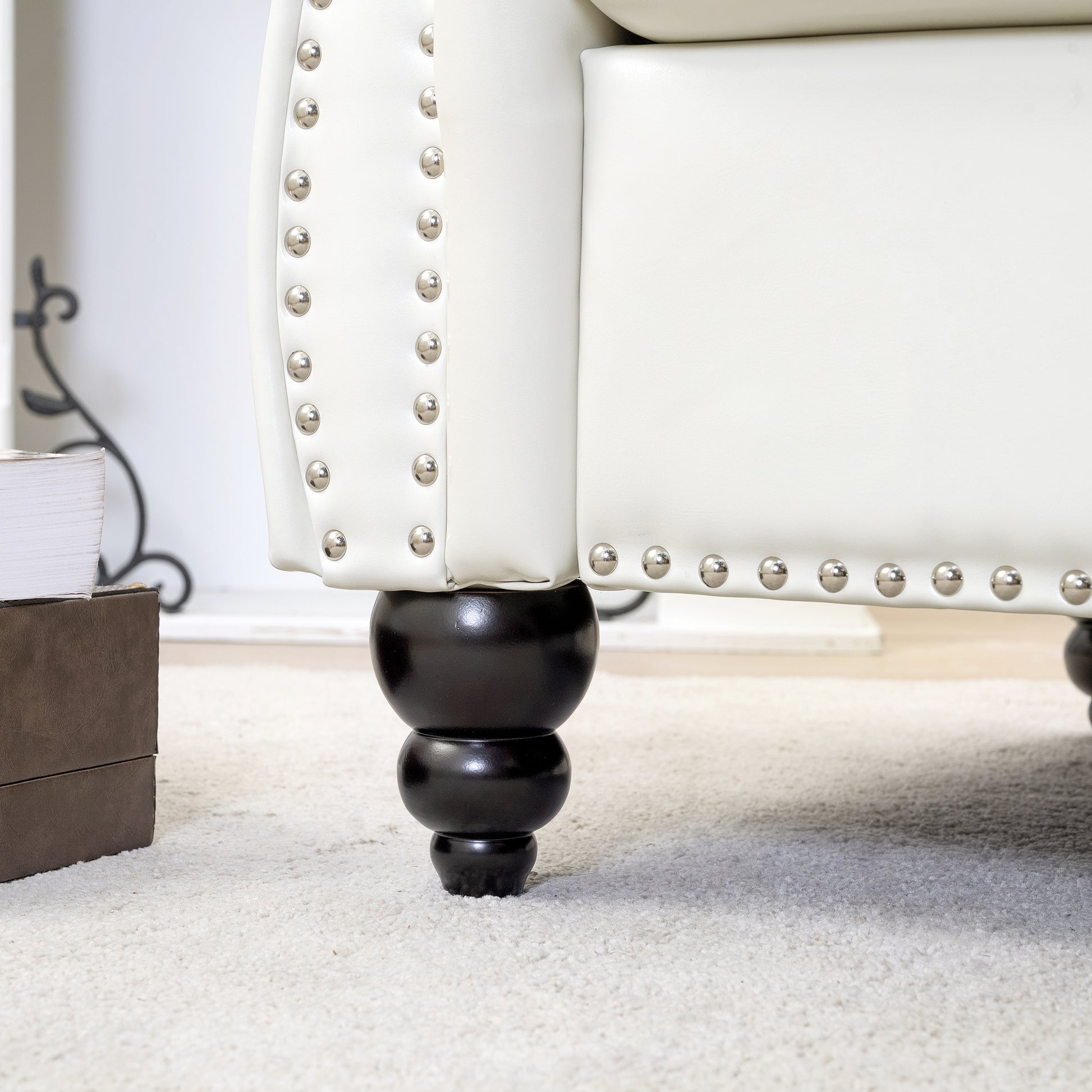 1 Seater Sofa For Living Room White Pu