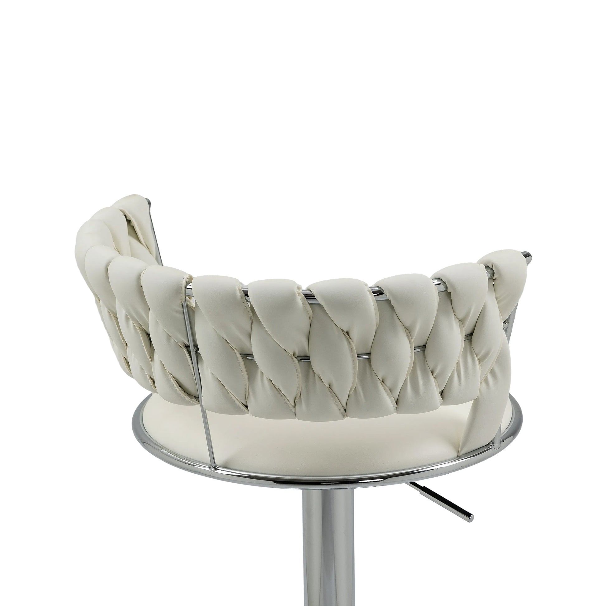 Coolmore Swivel Bar Stools Set Of 2 Adjustable Counter Height Chairs With Footrest For Kitchen, Dining Room 2Pc Set White Pu Pu Leather