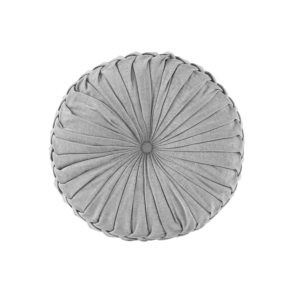 Poly Chenille Round Floor Pillow Cushion Grey Polyester
