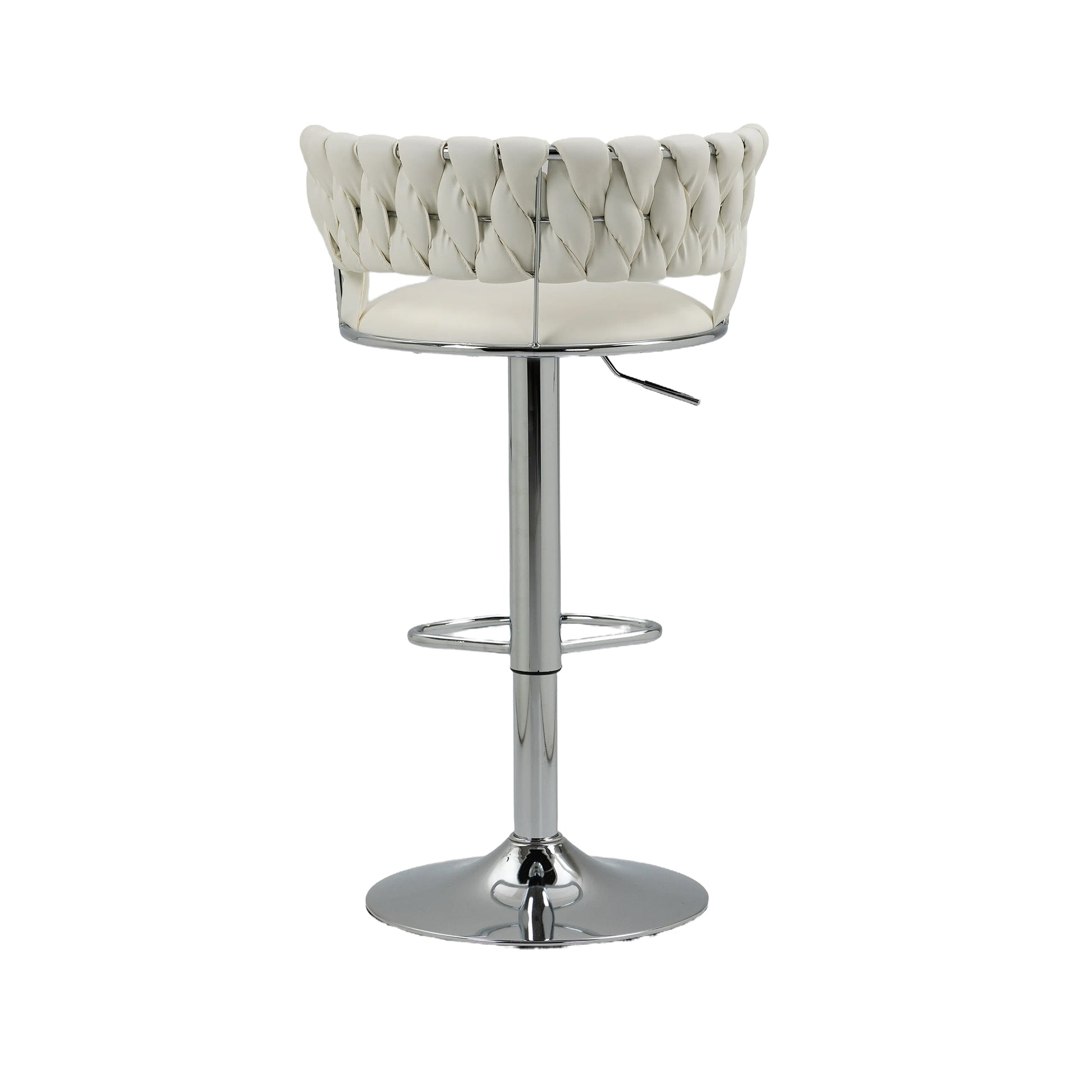 Coolmore Swivel Bar Stools Set Of 2 Adjustable Counter Height Chairs With Footrest For Kitchen, Dining Room 2Pc Set White Pu Pu Leather