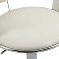 Coolmore Swivel Bar Stools Set Of 2 Adjustable Counter Height Chairs With Footrest For Kitchen, Dining Room 2Pc Set White Pu Pu Leather