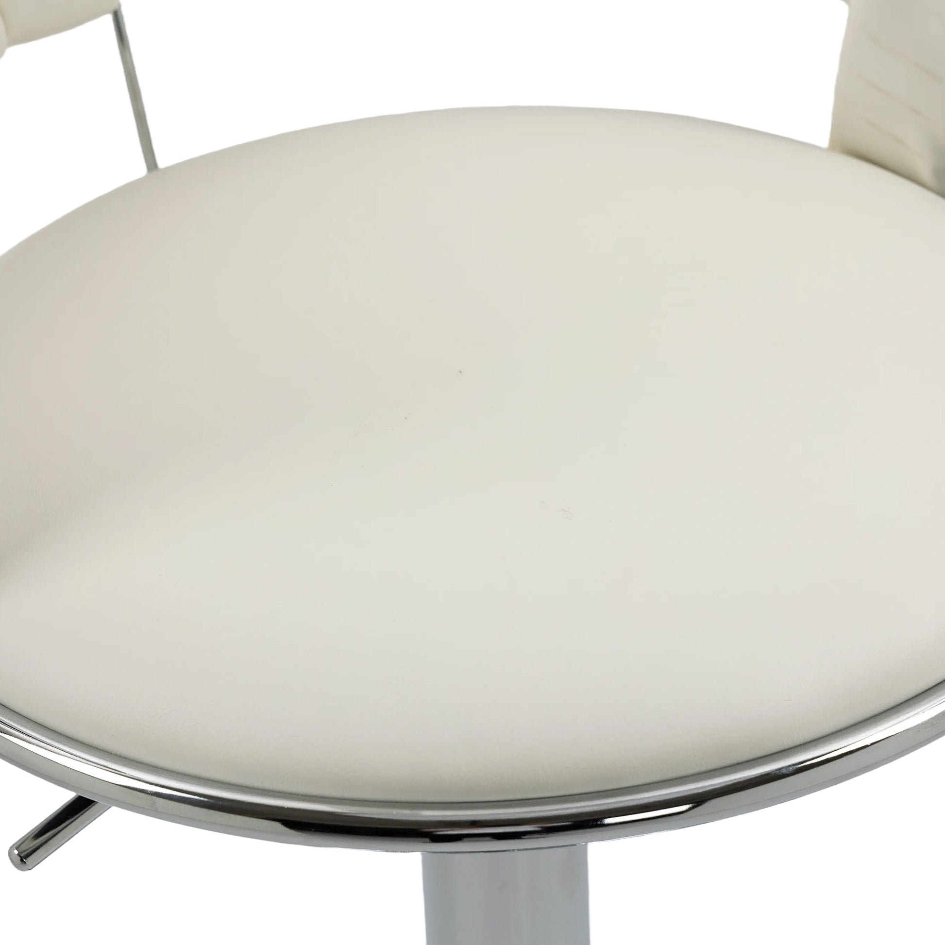 Coolmore Swivel Bar Stools Set Of 2 Adjustable Counter Height Chairs With Footrest For Kitchen, Dining Room 2Pc Set White Pu Pu Leather