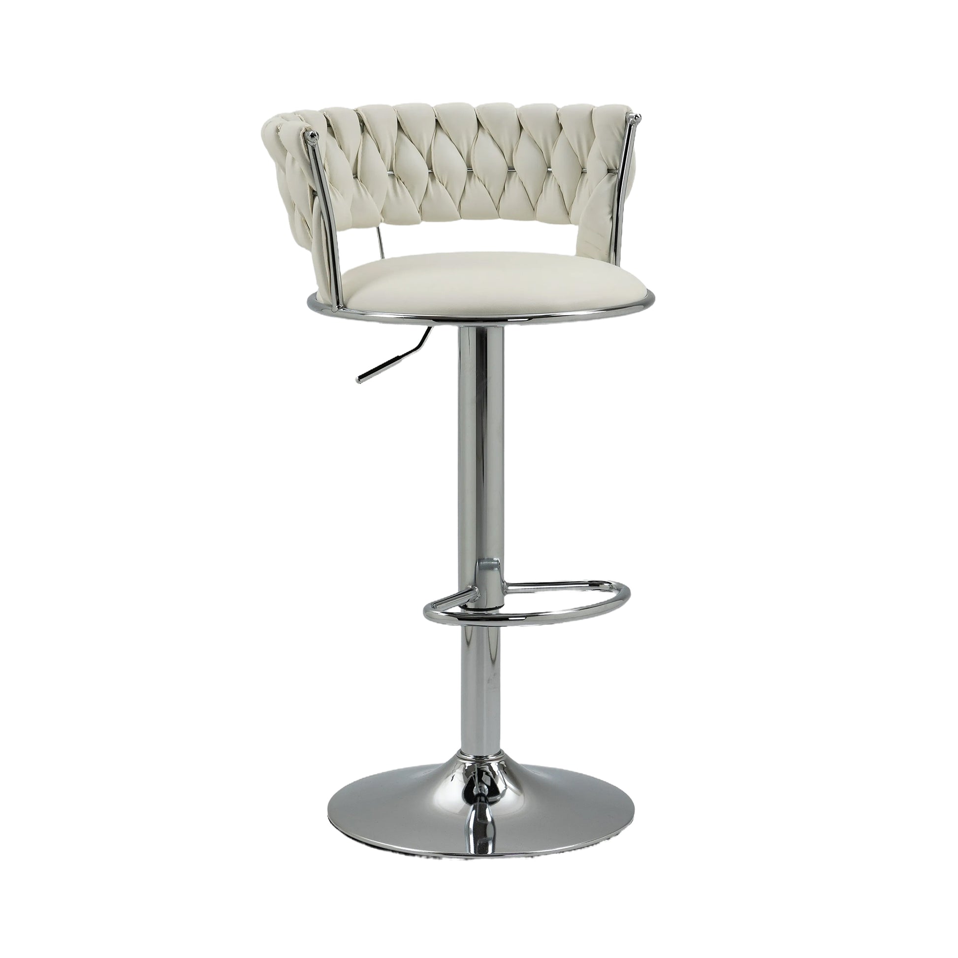 Coolmore Swivel Bar Stools Set Of 2 Adjustable Counter Height Chairs With Footrest For Kitchen, Dining Room 2Pc Set White Pu Pu Leather