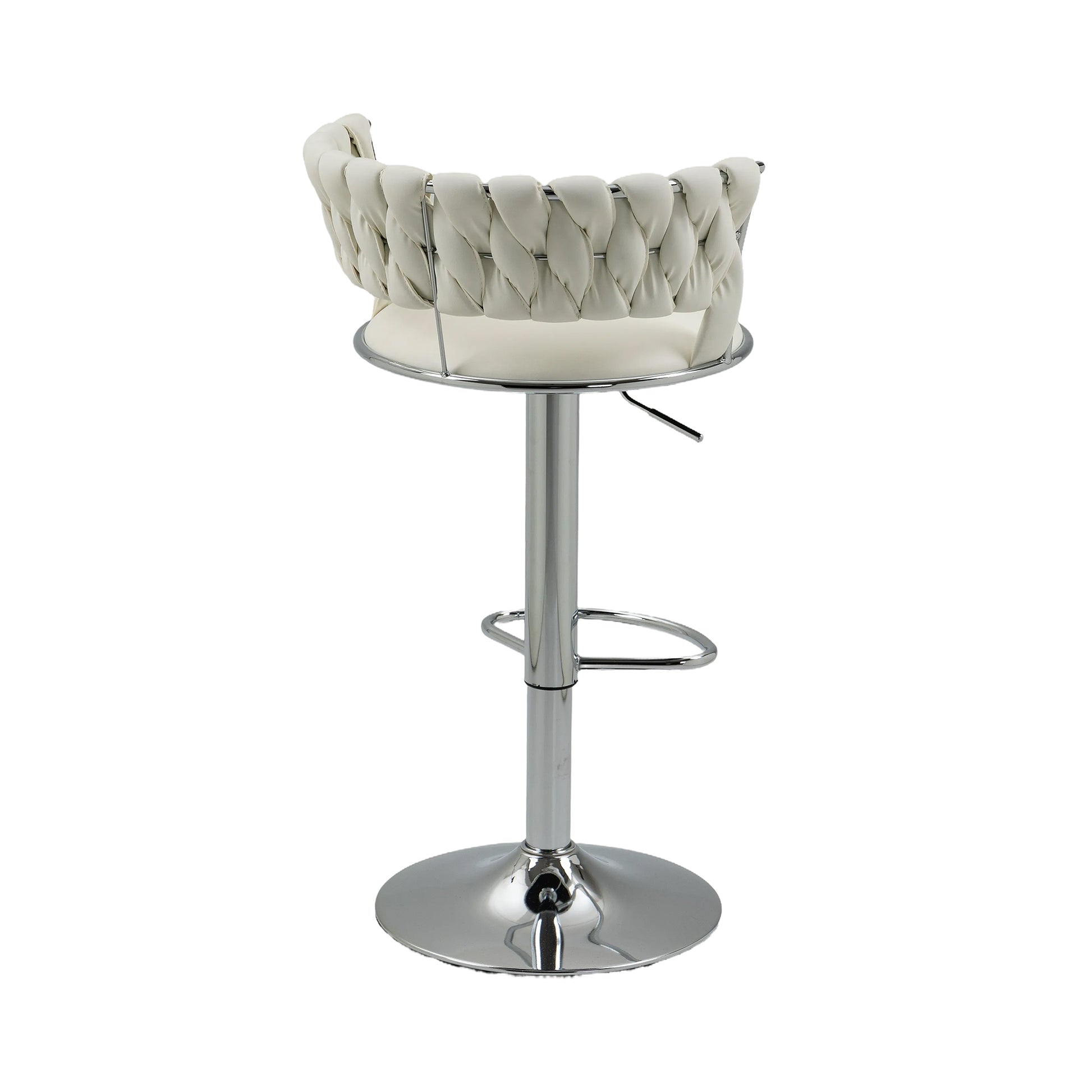 Coolmore Swivel Bar Stools Set Of 2 Adjustable Counter Height Chairs With Footrest For Kitchen, Dining Room 2Pc Set White Pu Pu Leather