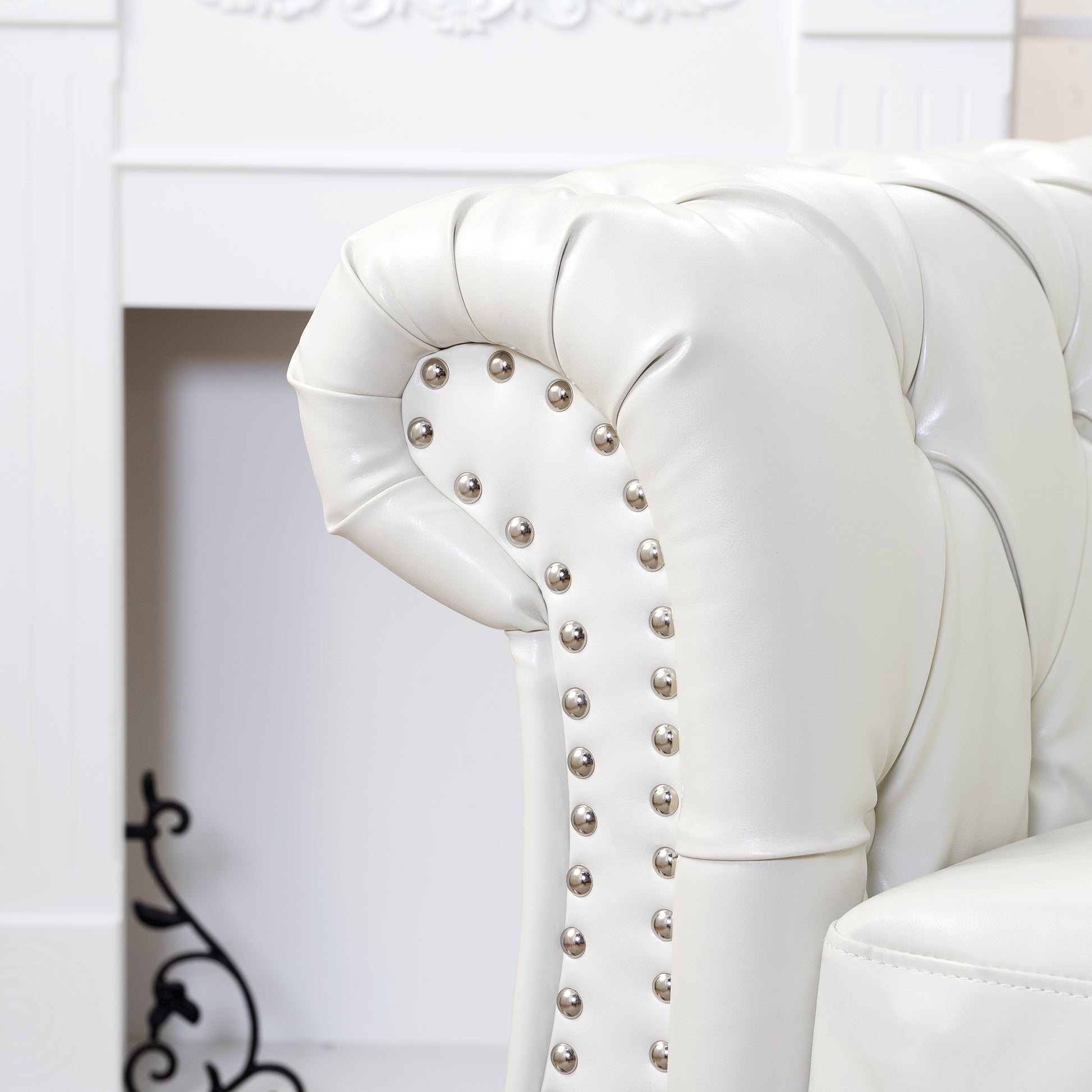 1 Seater Sofa For Living Room White Pu