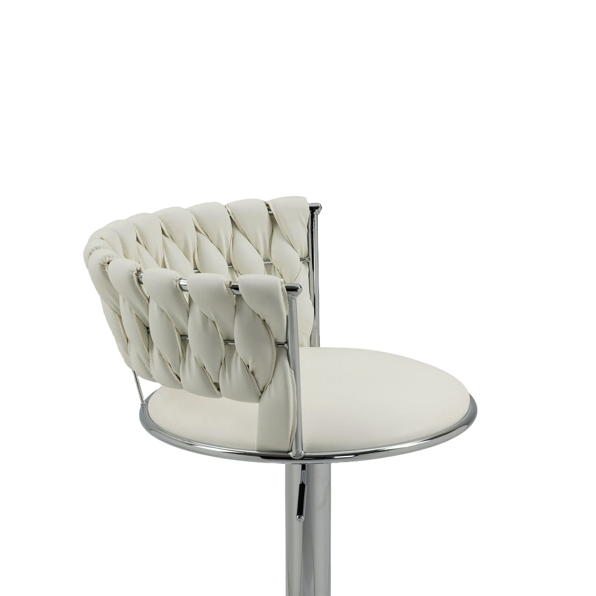 Coolmore Swivel Bar Stools Set Of 2 Adjustable Counter Height Chairs With Footrest For Kitchen, Dining Room 2Pc Set White Pu Pu Leather