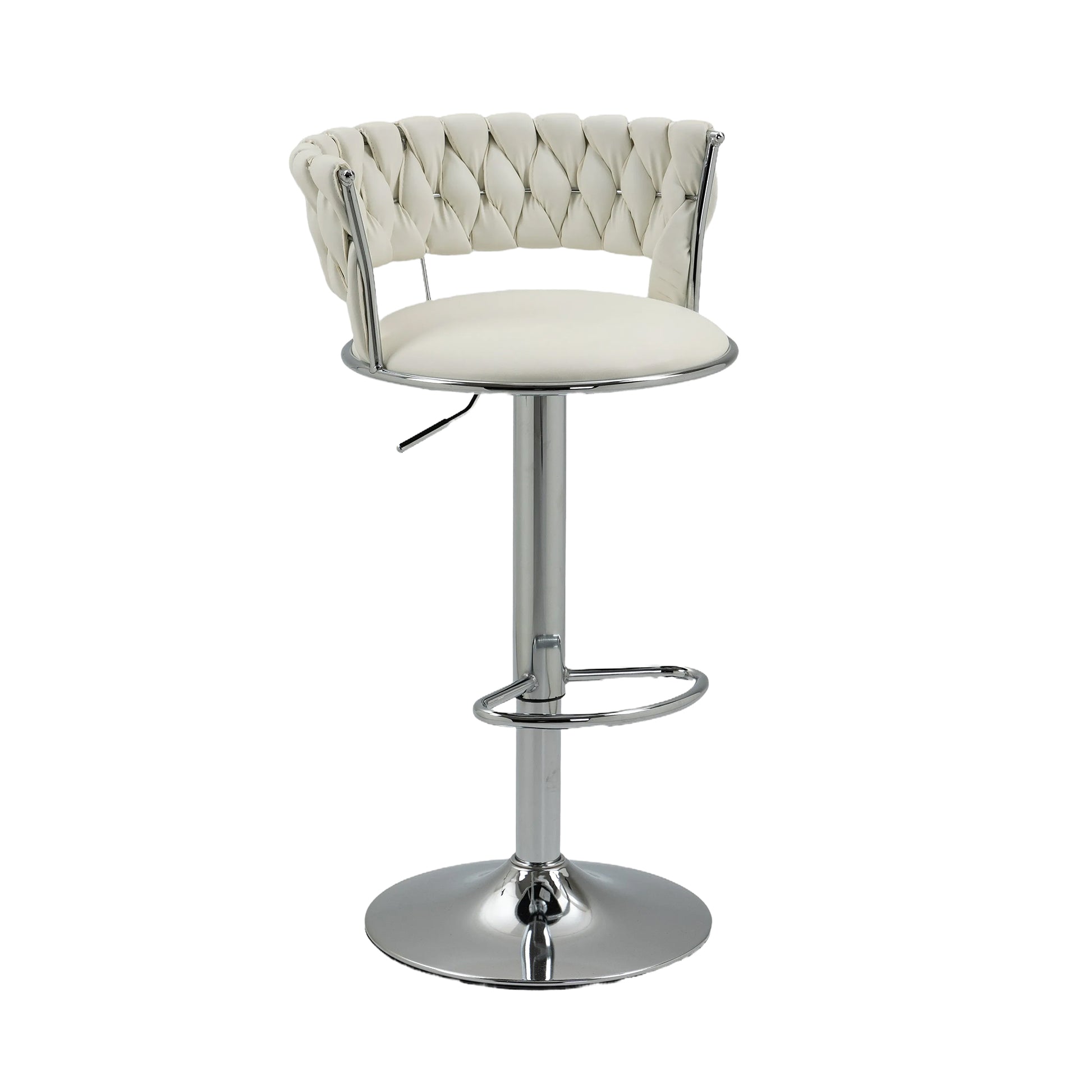 Coolmore Swivel Bar Stools Set Of 2 Adjustable Counter Height Chairs With Footrest For Kitchen, Dining Room 2Pc Set White Pu Pu Leather