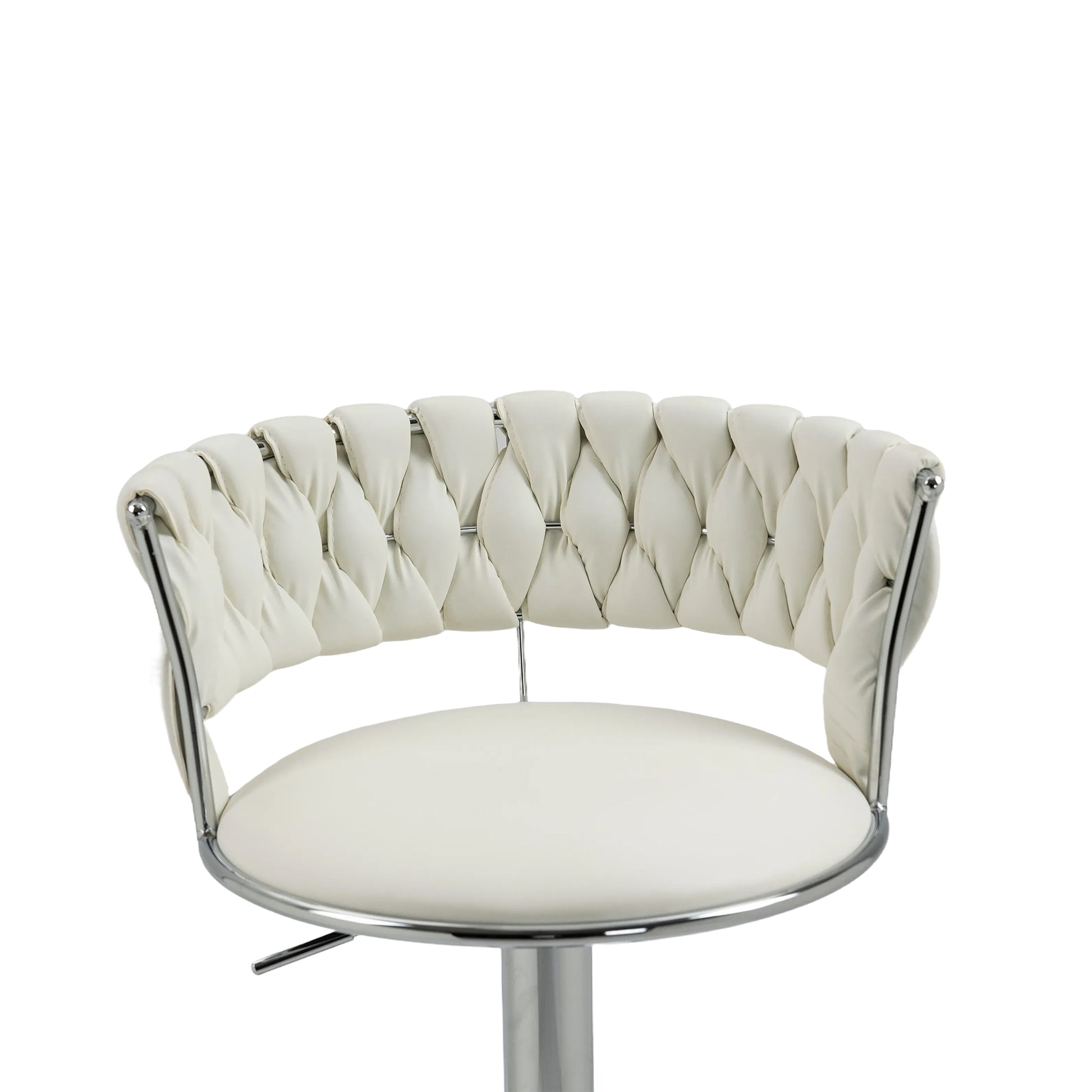 Coolmore Swivel Bar Stools Set Of 2 Adjustable Counter Height Chairs With Footrest For Kitchen, Dining Room 2Pc Set White Pu Pu Leather