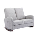 Coolmore Rocking Chair Upholstered Mid Century Modern Rocker Oversized Wingback Armchair For Living Room Light Gray Linen