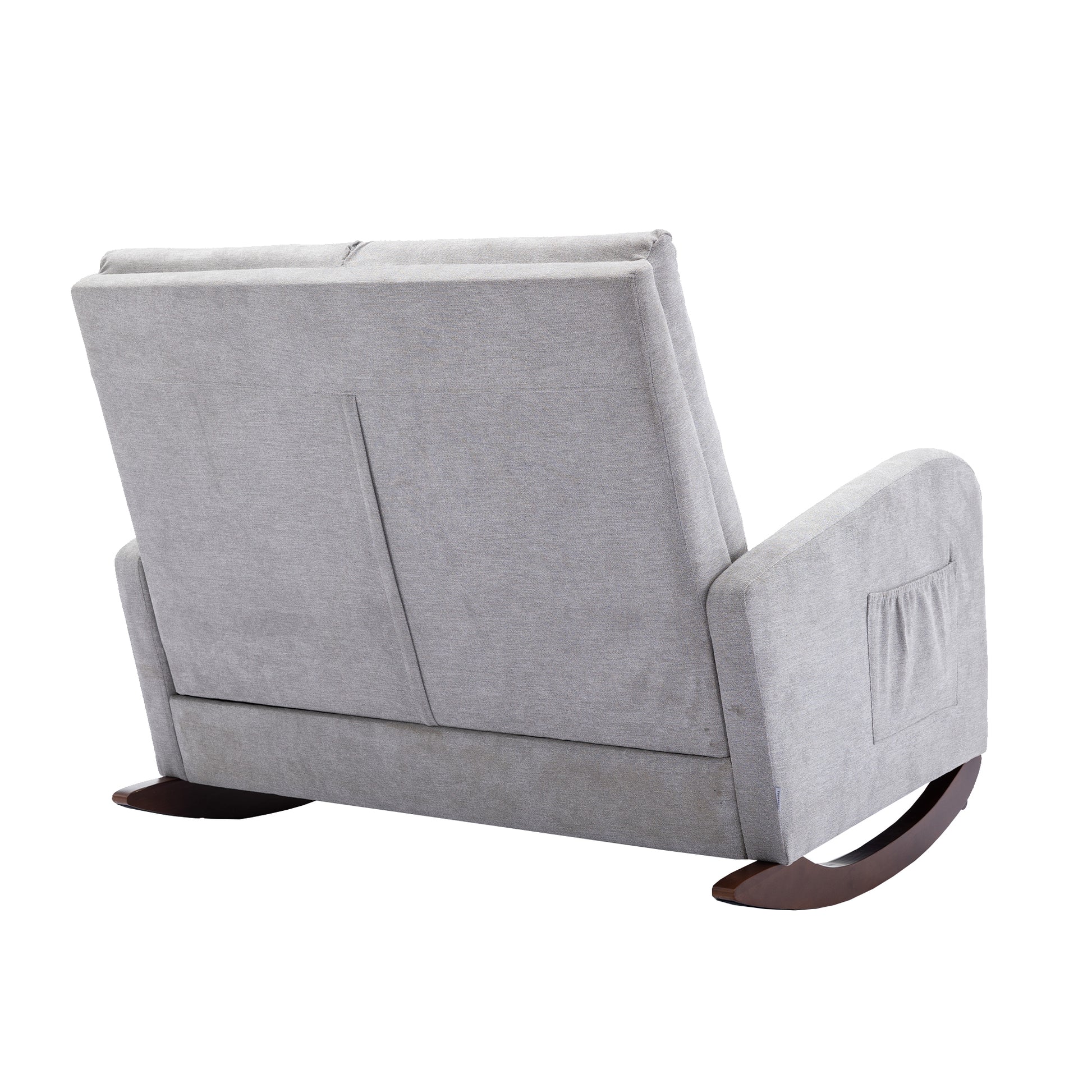 Coolmore Rocking Chair Upholstered Mid Century Modern Rocker Oversized Wingback Armchair For Living Room Light Gray Linen