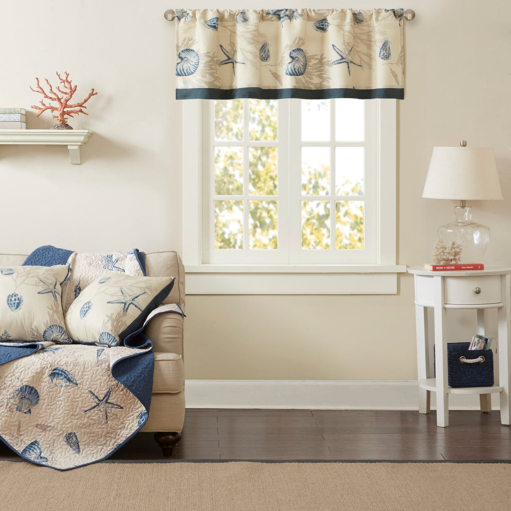 Printed Valance Navy 50X18" Navy Cotton