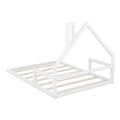 Full Size Wood Floor Bed With House Shaped Headboard, White Box Spring Not Required Full White Wood Bedroom Pine Bed Frame Solid Wood Mdf