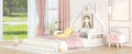Full Size Wood Floor Bed With House Shaped Headboard, White Box Spring Not Required Full White Wood Bedroom Pine Bed Frame Solid Wood Mdf