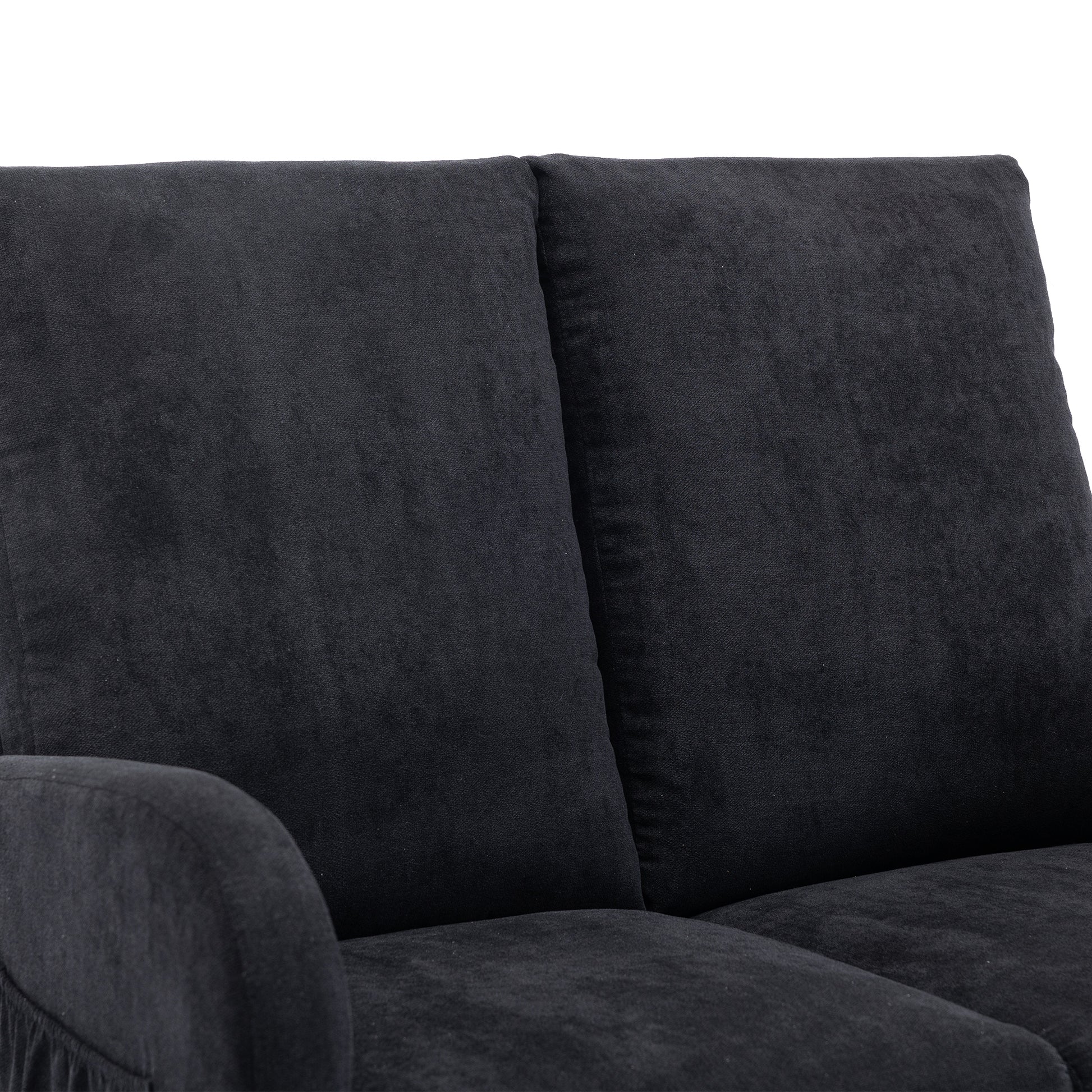 Coolmore Rocking Chair Upholstered Mid Century Modern Rocker Oversized Wingback Armchair For Living Room Black Linen