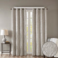 Knitted Jacquard Da Total Blackout Grommet Top Curtain Panel Only 1 Pc Panel Silver Polyester