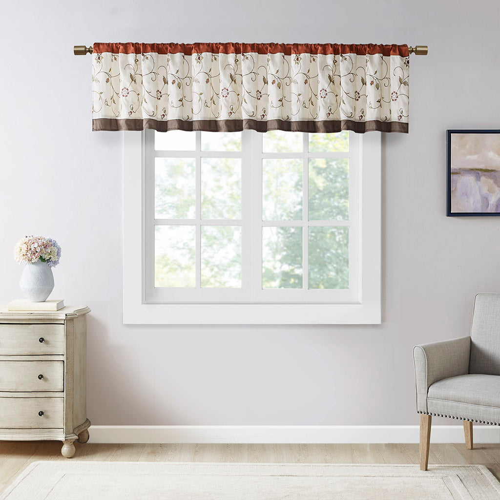 Embroidered Window Valance Spice 50X18" Multicolor Polyester