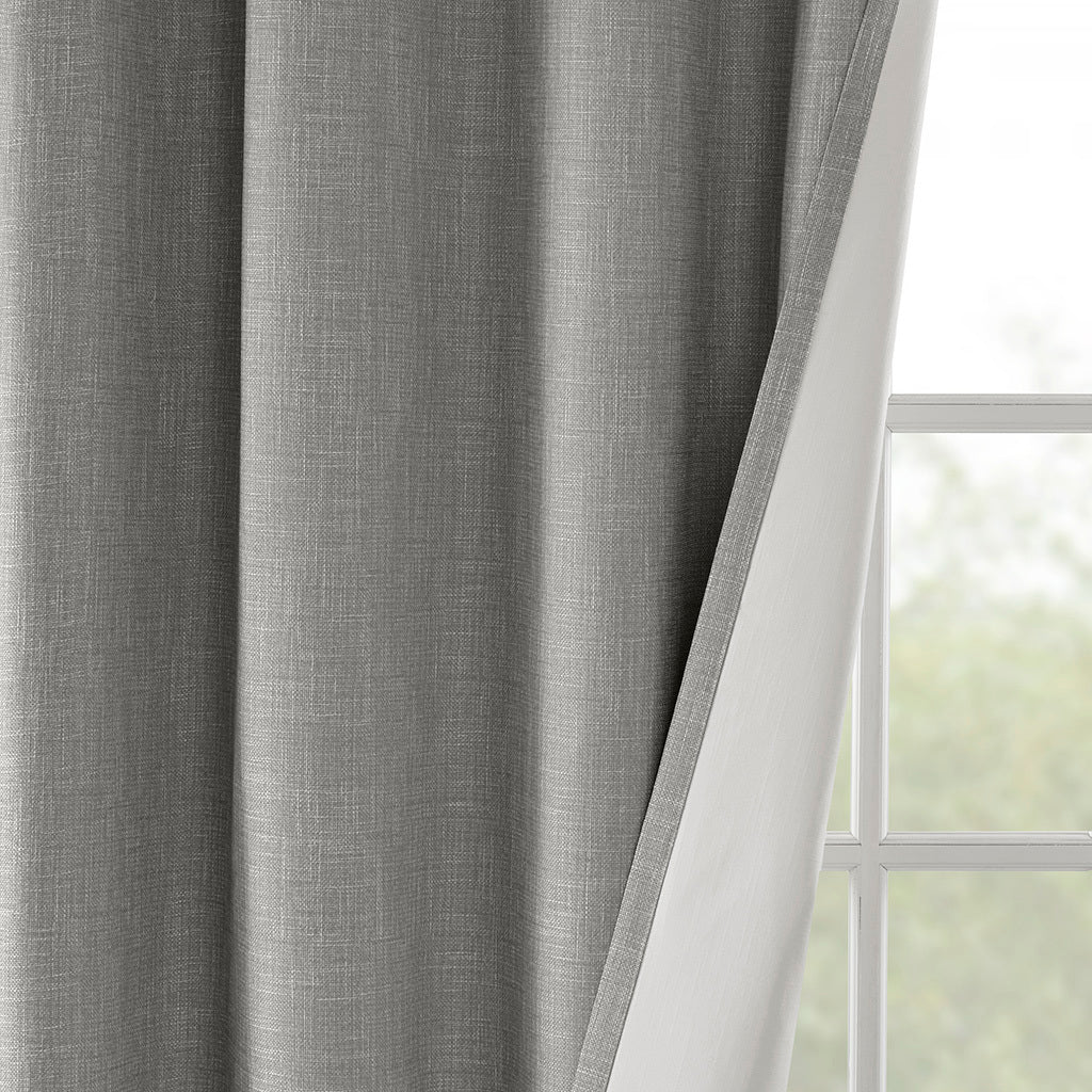 Printed Heathered Blackout Window Patio Panel Grey Polyester