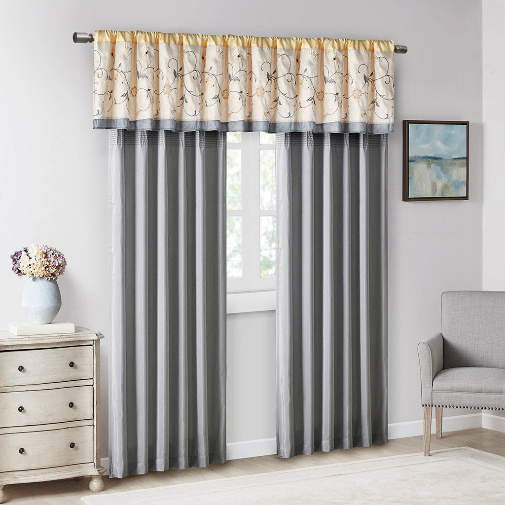 Embroidered Window Valance Yellow 50X18" Multicolor Polyester