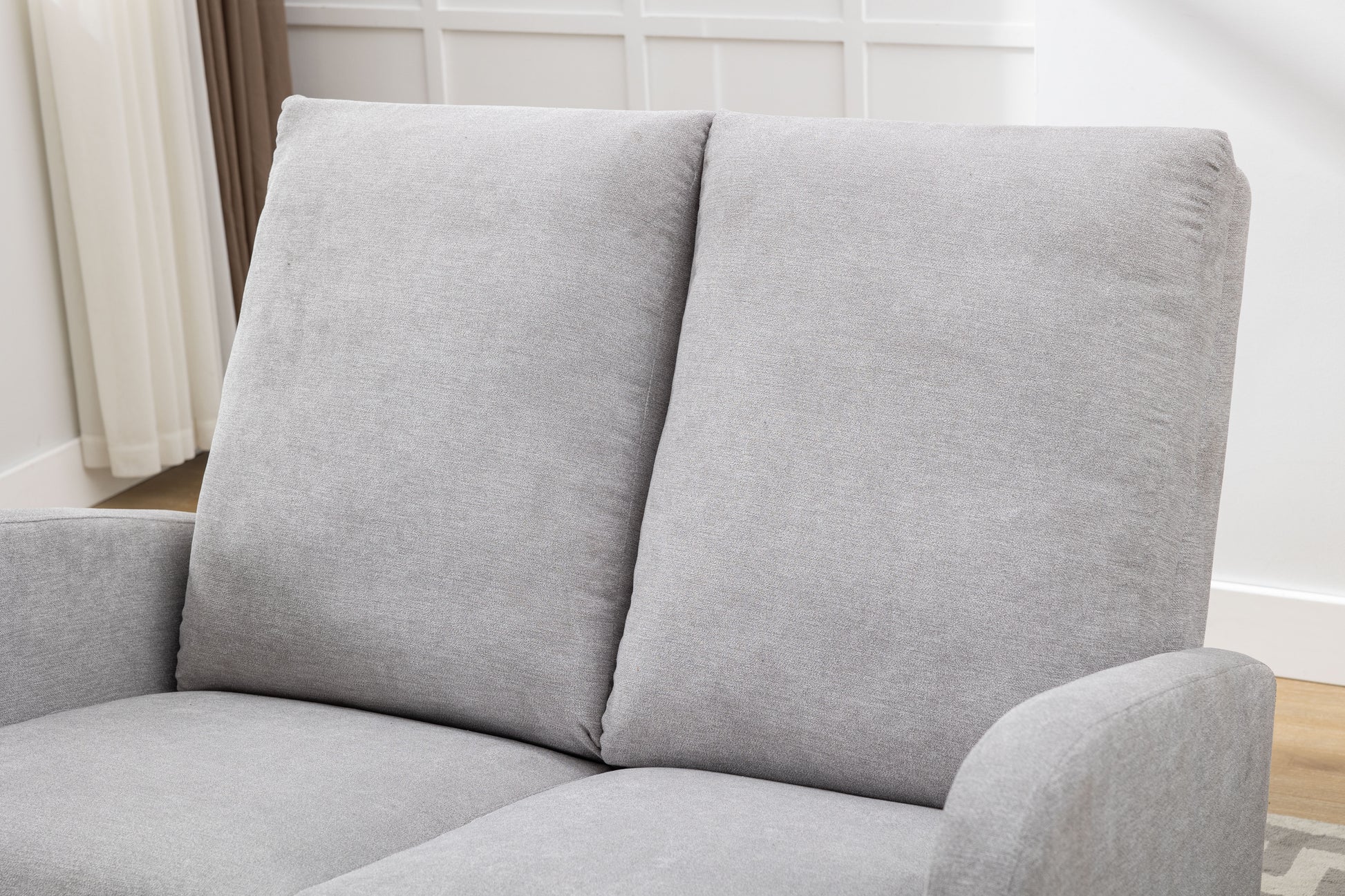 Coolmore Rocking Chair Upholstered Mid Century Modern Rocker Oversized Wingback Armchair For Living Room Light Gray Linen