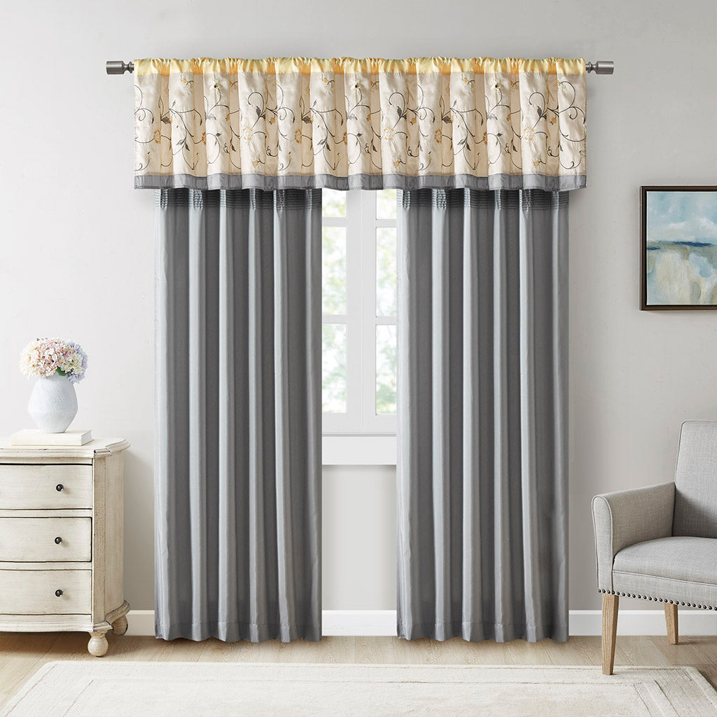 Embroidered Window Valance Yellow 50X18" Multicolor Polyester