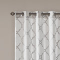 Fretwork Print Grommet Top Window Curtain Panel Only 1 Pc Panel Ivory Grey Polyester