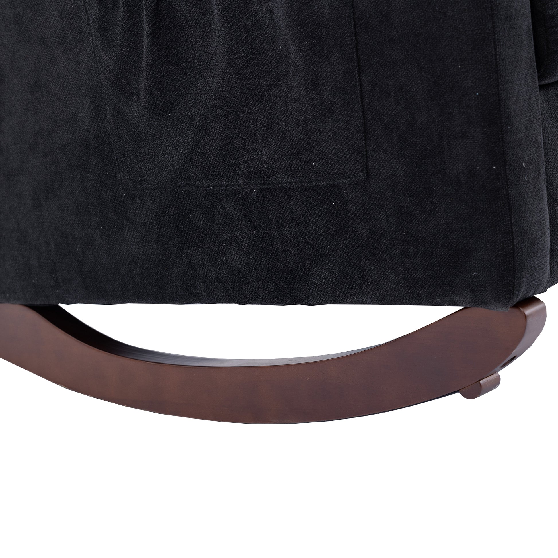 Coolmore Rocking Chair Upholstered Mid Century Modern Rocker Oversized Wingback Armchair For Living Room Black Linen