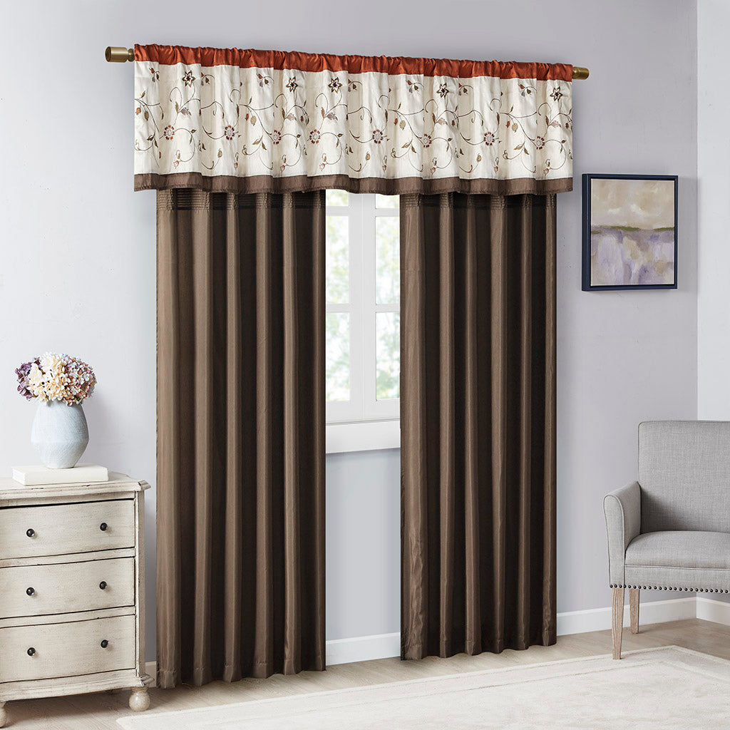 Embroidered Window Valance Spice 50X18" Multicolor Polyester