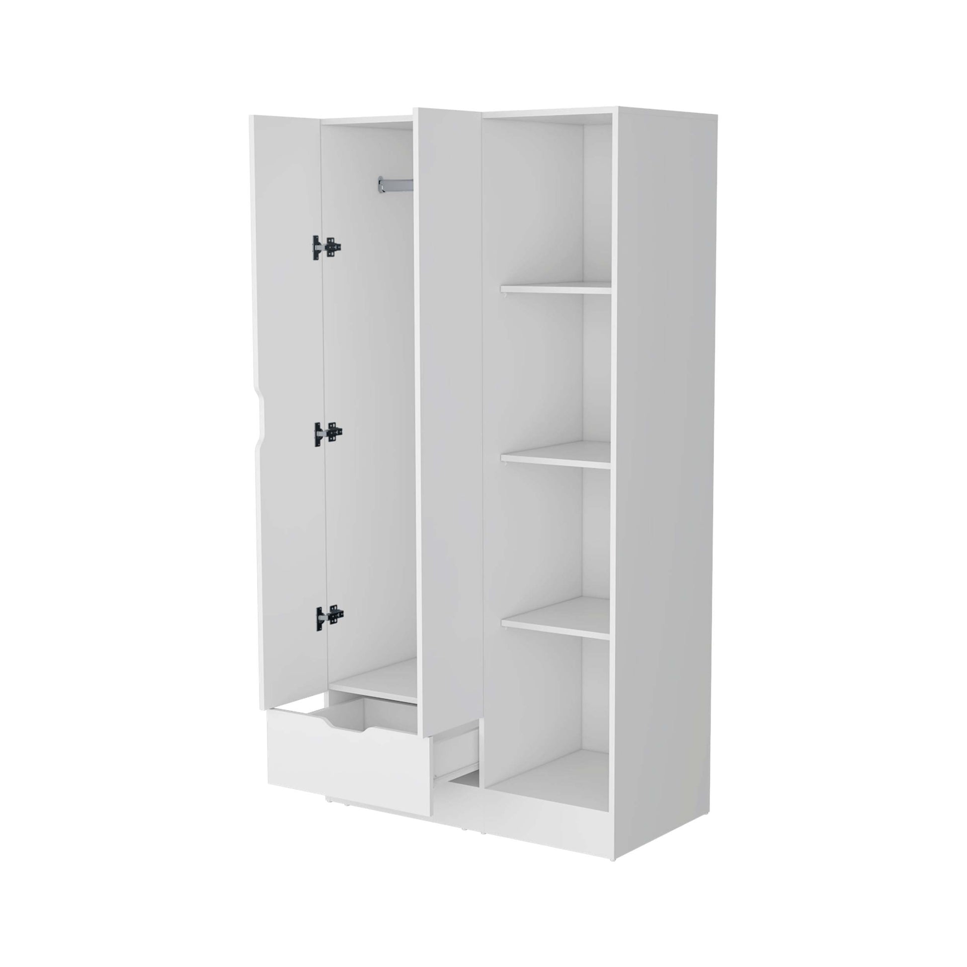 Cimarron 2 Door Armoire With Open Compartment White White Engineered Wood