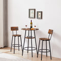 Round Bar Stool Set With Shelves, Stool With Backrest Rustic Brown, 23.6'' Dia X 35.4'' H Rustic Brown Particle Board