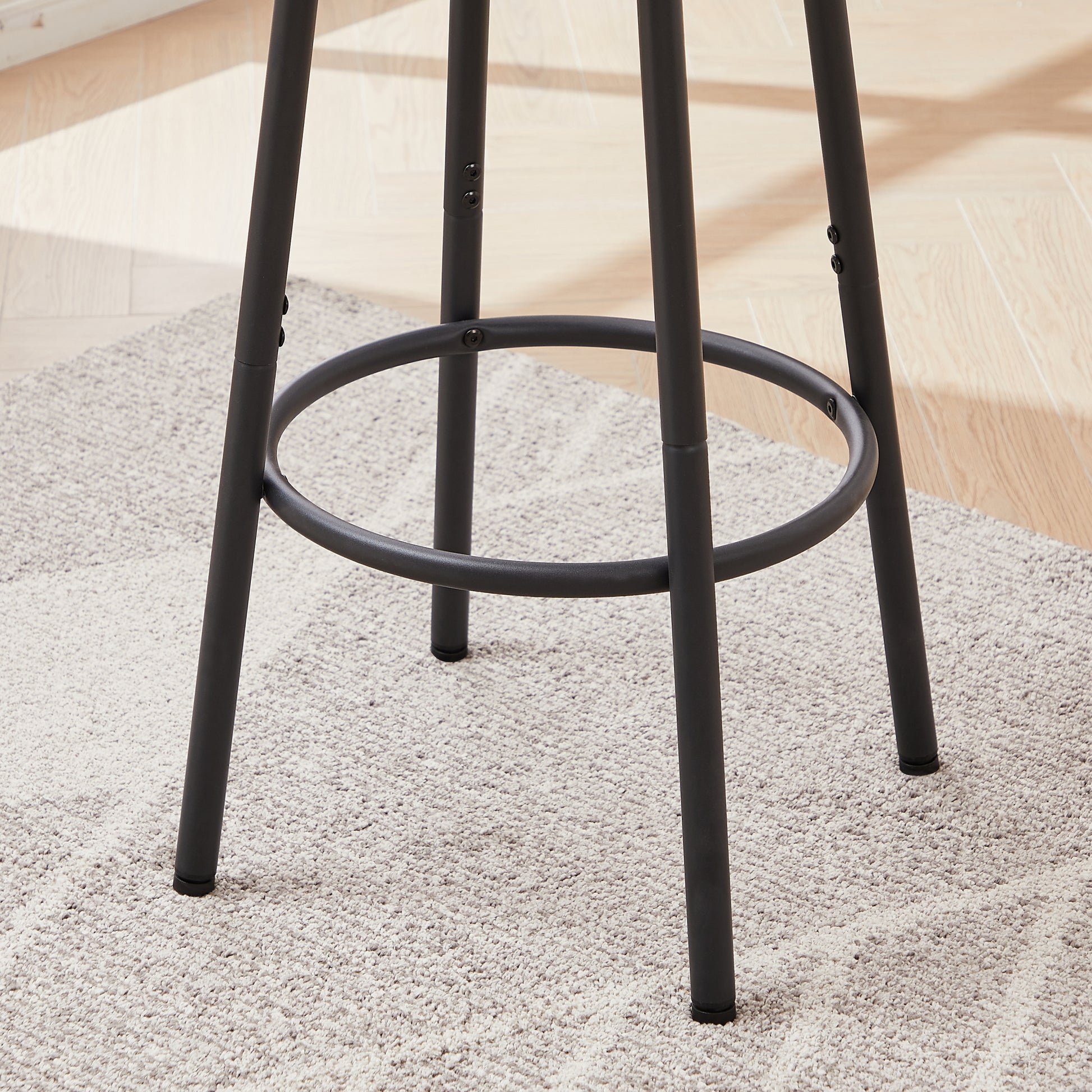 Round Bar Stool Set With Shelves, Stool With Backrest Rustic Brown, 23.6'' Dia X 35.4'' H Rustic Brown Particle Board