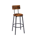 Round Bar Stool Set With Shelves, Stool With Backrest Rustic Brown, 23.6'' Dia X 35.4'' H Rustic Brown Particle Board