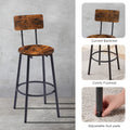 Round Bar Stool Set With Shelves, Stool With Backrest Rustic Brown, 23.6'' Dia X 35.4'' H Rustic Brown Particle Board