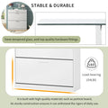 Slim Entryway Organizer With 2 Flip Drawers, Tempered Glass Top Shoe Storage Cabinet With Drawer, Free Standing Tipping Bucket Shoe Rack With Led Light For Hallway, White Square 3 4 Drawers White