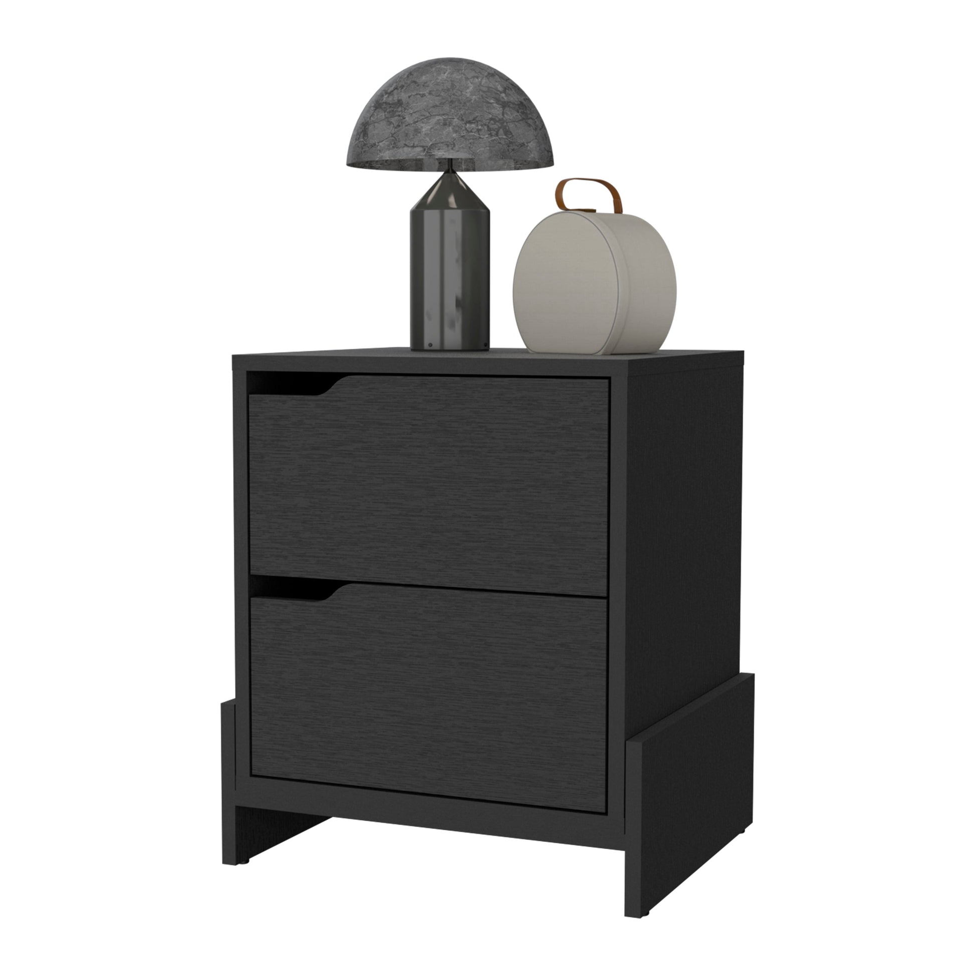 Ralston 2 Drawer Nightstand In Black Black Engineered Wood