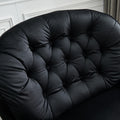 Swivel Leisure Chair Lounge Chair Velvet Black Color With Stool Black Velvet