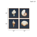 4 Piece Framed Canvas Wall Art Set Blue Mdf