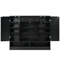 Sleek And Modern Shoe Cabinet With Adjustable Shelves, Minimalist Shoe Storage Organizer With Sturdy Top Surface, Space Saving Design Side Board For Various Sizes Of Items, Black Square 3 4 Spaces