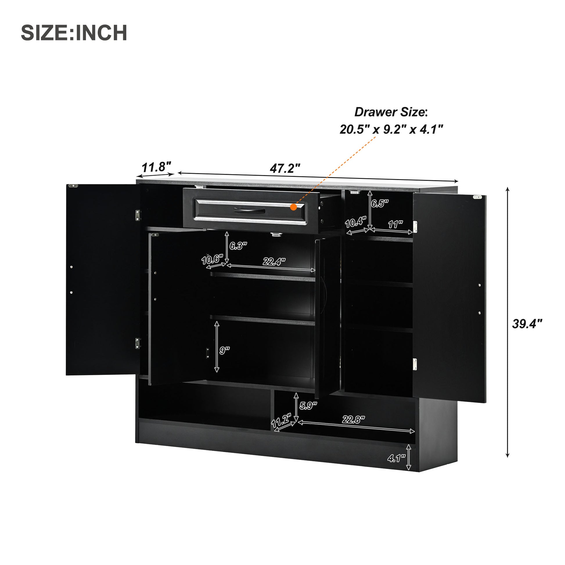Sleek And Modern Shoe Cabinet With Adjustable Shelves, Minimalist Shoe Storage Organizer With Sturdy Top Surface, Space Saving Design Side Board For Various Sizes Of Items, Black Square 3 4 Spaces
