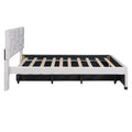 Full Size Upholstered Platform Bed With Brick Pattern Headboard And Twin Size Trundle, Linen Fabric, Beige Beige Linen