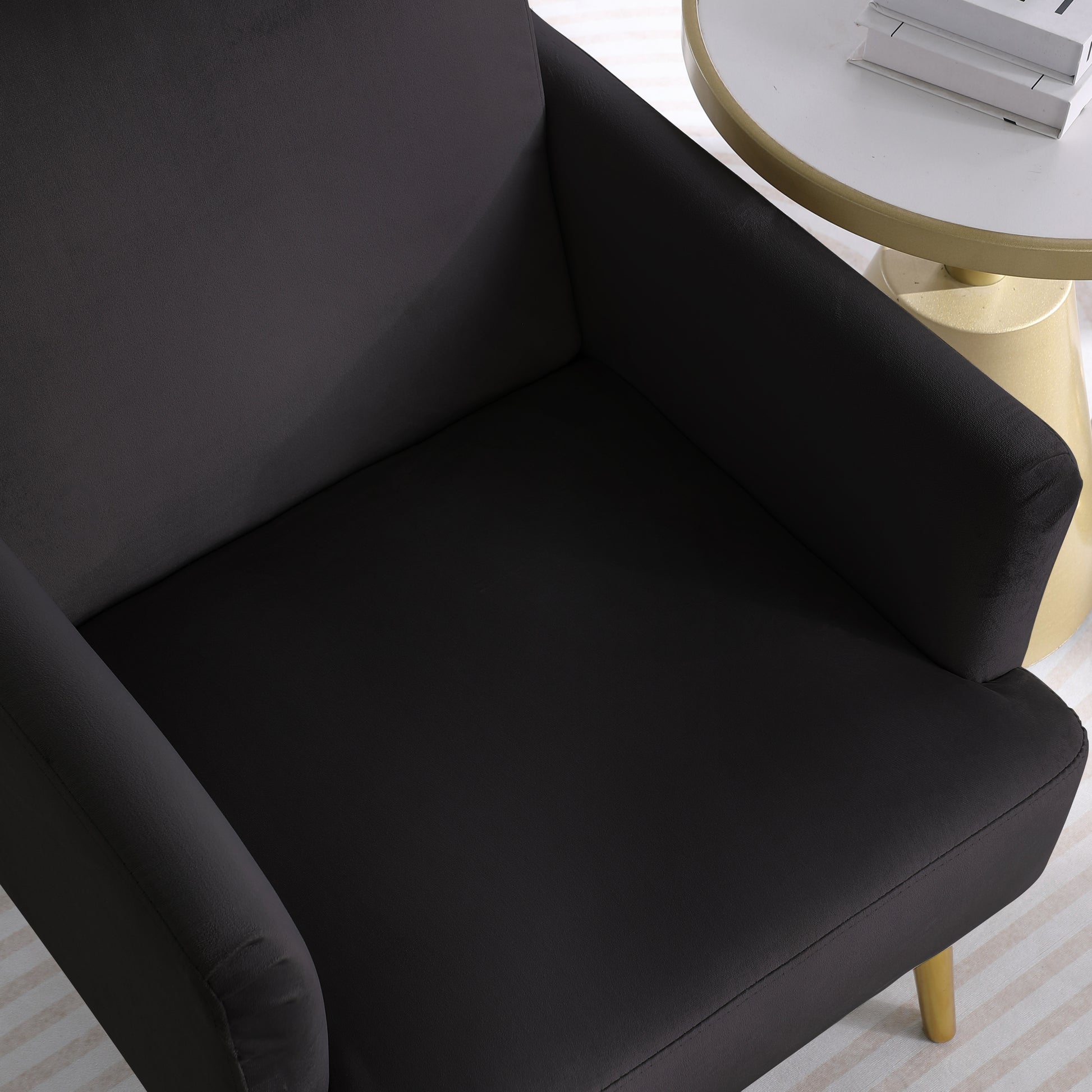 Reading Armchair Living Room Comfy Accent Chairs, Bedroom Chairs For Office Bedroom With Arm Rest, Lounge Chair For Office And Study Black Velvet
