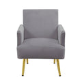 Reading Armchair Living Room Comfy Accent Chairs, Bedroom Chairs For Office Bedroom With Arm Rest, Lounge Chair For Office And Study Gray Velvet