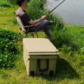 Khaki Color Ice Cooler Box 65Qt Camping Ice Chest Beer Box Outdoor Fishing Cooler Khaki Abs Plastic