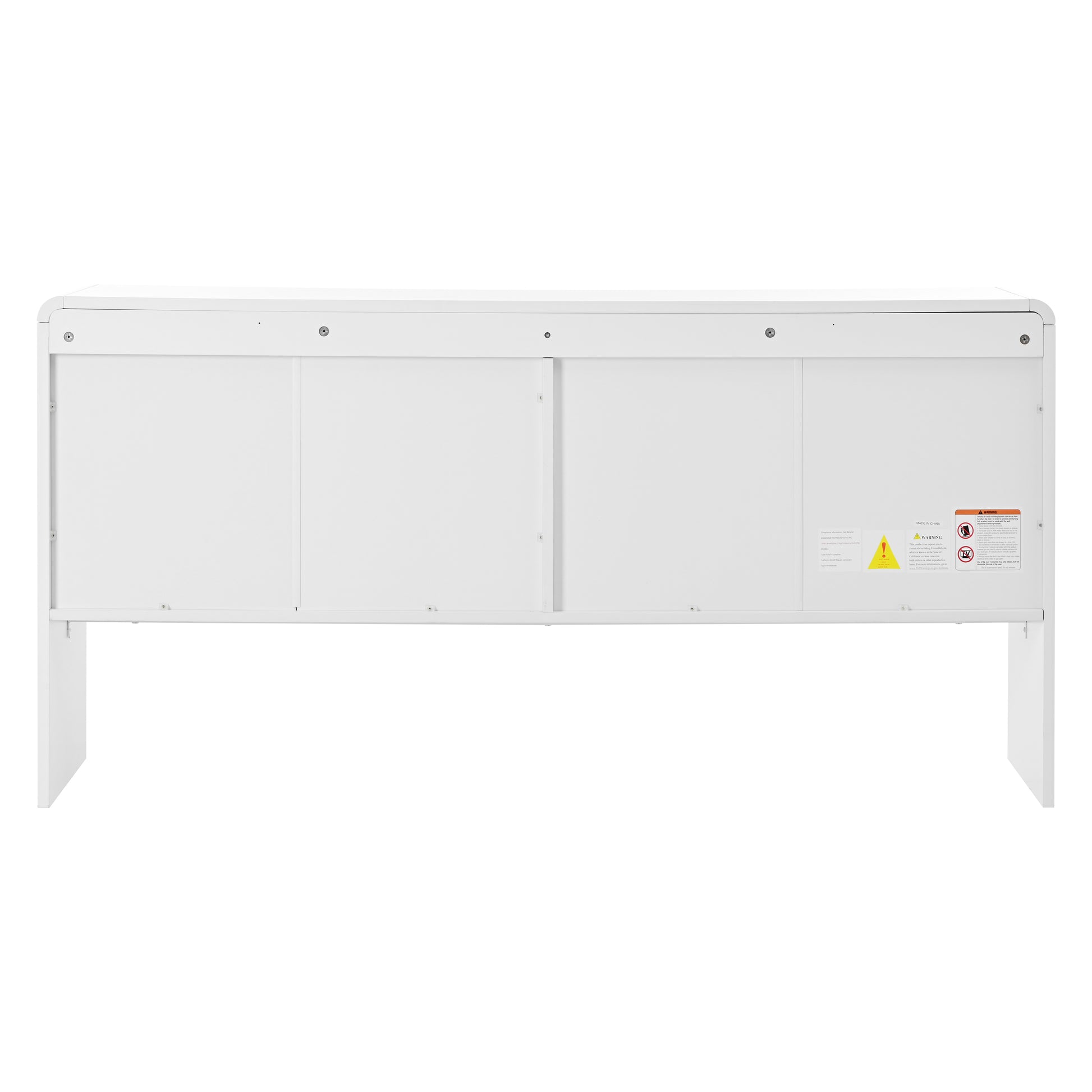 Minimalist Style 60"L Large Storage Space Sideboard With 4 Doors And Rebound Device For Living Room And Entryway White White Mdf